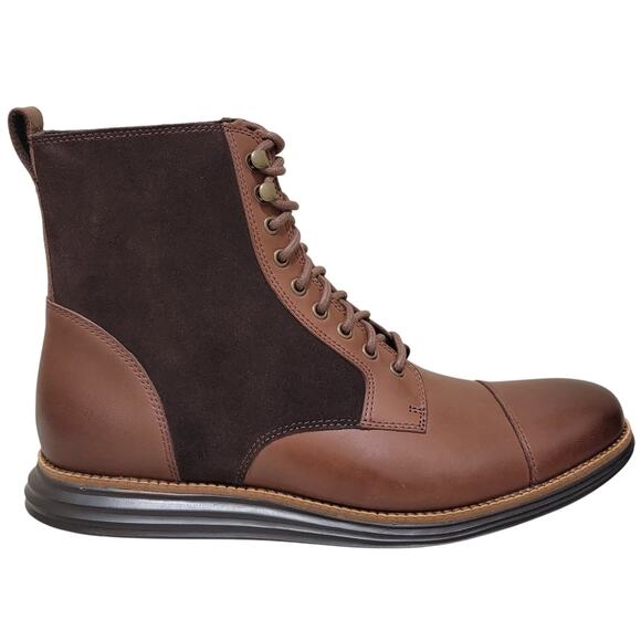 Cole Haan Men Original Grand Cap Toe Combat Boots Size US 9.5M Brown Black - Picture 2 of 7